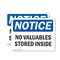 Signmission No Valuables Stored Inside, 14 in W x Rectangle, Plastic OS-2PACK-NS-P-1014-L-15026 - alternate 1